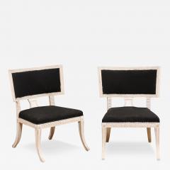Pair of Swedish Neoclassical Style Klismos Painted and Carved Side Chairs - 3546805