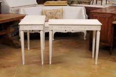 Pair of Swedish Neoclassical Style Painted Console Tables with Carved Aprons - 3547403