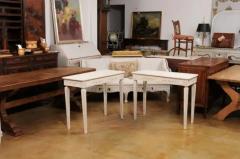 Pair of Swedish Neoclassical Style Painted Console Tables with Carved Aprons - 3547445