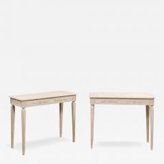 Pair of Swedish Neoclassical Style Painted Console Tables with Carved Aprons - 3551671