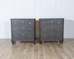 Pair of Swedish Painted Chests with Fluted Drawers and Brass Hardware - 4223362