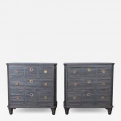 Pair of Swedish Painted Chests with Fluted Drawers and Brass Hardware - 4225707