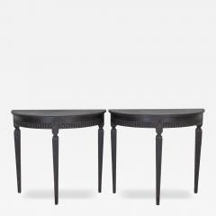Pair of Swedish Painted Demi Lune Consoles ca 1880 - 4319468