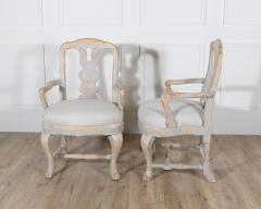 Pair of Swedish Rococo Carved Armchairs with Original Patina - 4353423