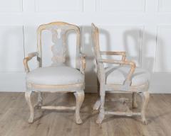 Pair of Swedish Rococo Carved Armchairs with Original Patina - 4353427