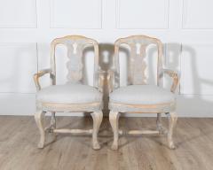 Pair of Swedish Rococo Carved Armchairs with Original Patina - 4353442