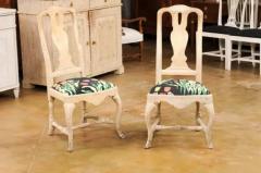Pair of Swedish Rococo Period 18th Century Side Chairs with Carved Splats - 3521419