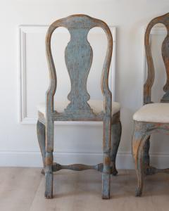 Pair of Swedish Rococo Revival Chairs in Blue Paint - 4791628
