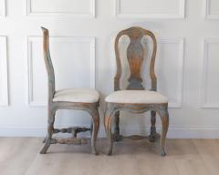 Pair of Swedish Rococo Revival Chairs in Blue Paint - 4791634