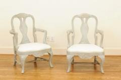 Pair of Swedish Rococo Style 1890s Painted Wood Armchairs - 3451066