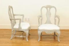 Pair of Swedish Rococo Style 1890s Painted Wood Armchairs - 3451234