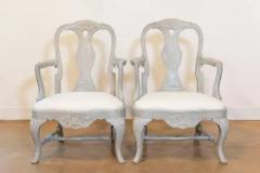 Pair of Swedish Rococo Style 1890s Painted Wood Armchairs - 3707117