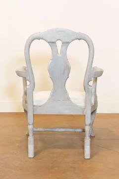 Pair of Swedish Rococo Style 1890s Painted Wood Armchairs - 3707121