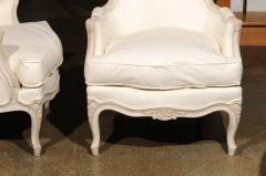 Pair of Swedish Rococo Style Painted Berg res Chairs circa 1880 with Upholstery - 3417026