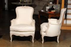 Pair of Swedish Rococo Style Painted Berg res Chairs circa 1880 with Upholstery - 3417188