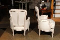 Pair of Swedish Rococo Style Painted Berg res Chairs circa 1880 with Upholstery - 3417193