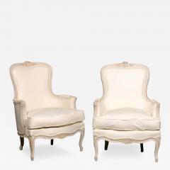 Pair of Swedish Rococo Style Painted Berg res Chairs circa 1880 with Upholstery - 3431946