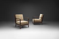 Pair of Swedish Upholstered Armchairs with Curved Armrests Sweden 1930s - 4563323