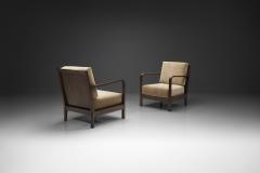 Pair of Swedish Upholstered Armchairs with Curved Armrests Sweden 1930s - 4563324