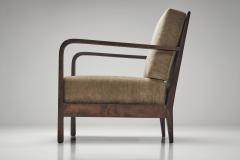 Pair of Swedish Upholstered Armchairs with Curved Armrests Sweden 1930s - 4563326