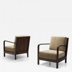 Pair of Swedish Upholstered Armchairs with Curved Armrests Sweden 1930s - 4569809