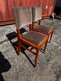 Pair of Swedish Velour Upholstered Teak Dining Side Chairs - 4519169