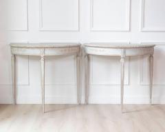 Pair of Swedish White Demi Lune Tables circa 1920s - 4558051