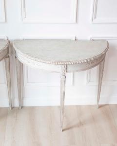 Pair of Swedish White Demi Lune Tables circa 1920s - 4558054