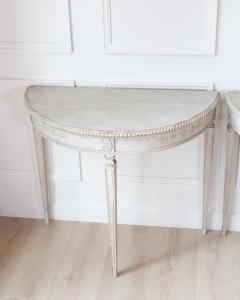 Pair of Swedish White Demi Lune Tables circa 1920s - 4558067