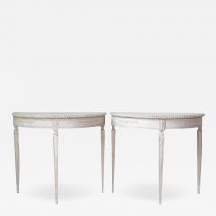 Pair of Swedish White Demi Lune Tables circa 1920s - 4559289