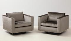 Pair of Swivel Cube Lounge Chairs by Harvey Probber - 1656534