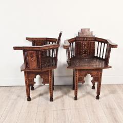 Pair of Syrian Shell Inlaid Hall Chairs circa 1960 - 4499606