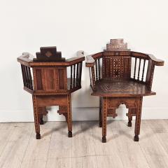 Pair of Syrian Shell Inlaid Hall Chairs circa 1960 - 4499607