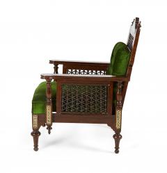 Pair of Syrian Style Inlaid and Upholstered Walnut Armchairs - 2798263
