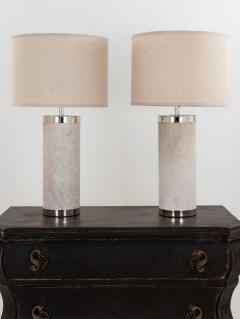 Pair of Table Lamps Chrome and Hide - 2321550