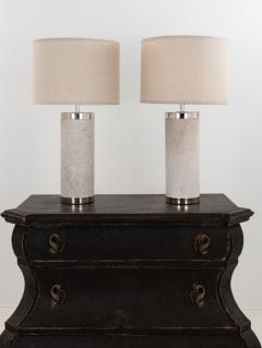 Pair of Table Lamps Chrome and Hide - 2321551