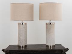 Pair of Table Lamps Chrome and Hide - 2321552