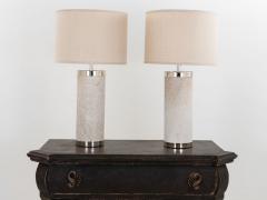 Pair of Table Lamps Chrome and Hide - 2321553