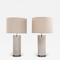 Pair of Table Lamps Chrome and Hide - 2323824