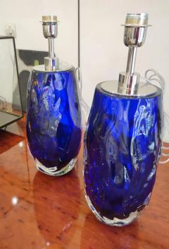 Pair of Table Lamps in blue Murano Glass - 2987074