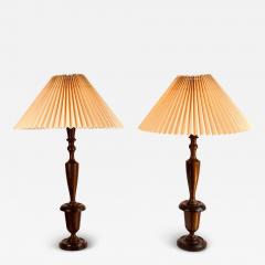 Pair of Table Lamps with Pleated Shades Brazil 1950s  - 4412248