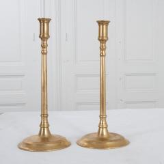 Pair of Tall 19th Century Brass Candle Holders - 2574341
