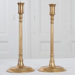 Pair of Tall 19th Century Brass Candle Holders - 2574342