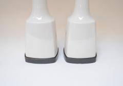 Pair of Tall American Modernist White Porcelain and Brass Tables Lamps - 3452542