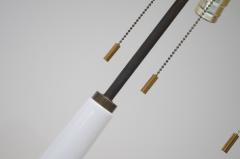 Pair of Tall American Modernist White Porcelain and Brass Tables Lamps - 3452547