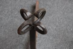 Pair of Tall Arts and Crafts Hand Forged Iron Fireplace Andirons - 4380457