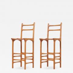 Pair of Tall Back Studio Bar Stools US 1970s - 880261