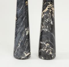 Pair of Tall Black and Light Gold Portoro Marble Conical Lamps Italy 1970 - 2641692