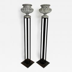 Pair of Tall Cast Iron Vase Floor Lamps - 4368882