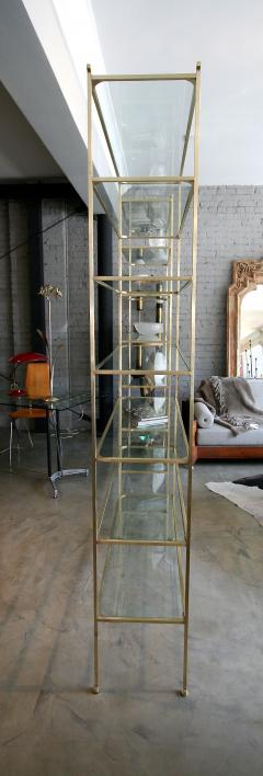 Pair of Tall Custom Brass tag res with Glass Shelves - 248467